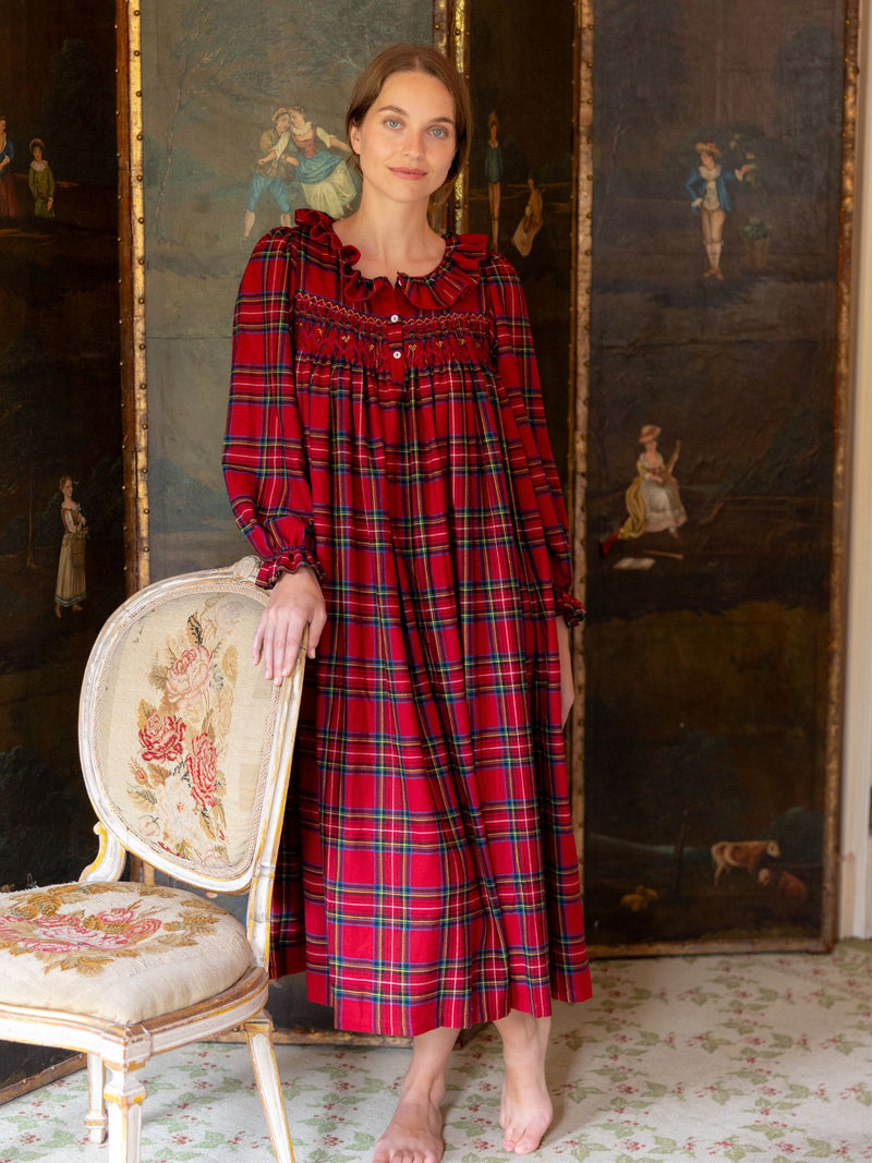 Nightingale Women's Dress Highland Tartan with Hearts of Gold Hand Smocking