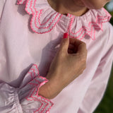 Bronte Blouse Its a Girl Check with Barbilicious Embroidery