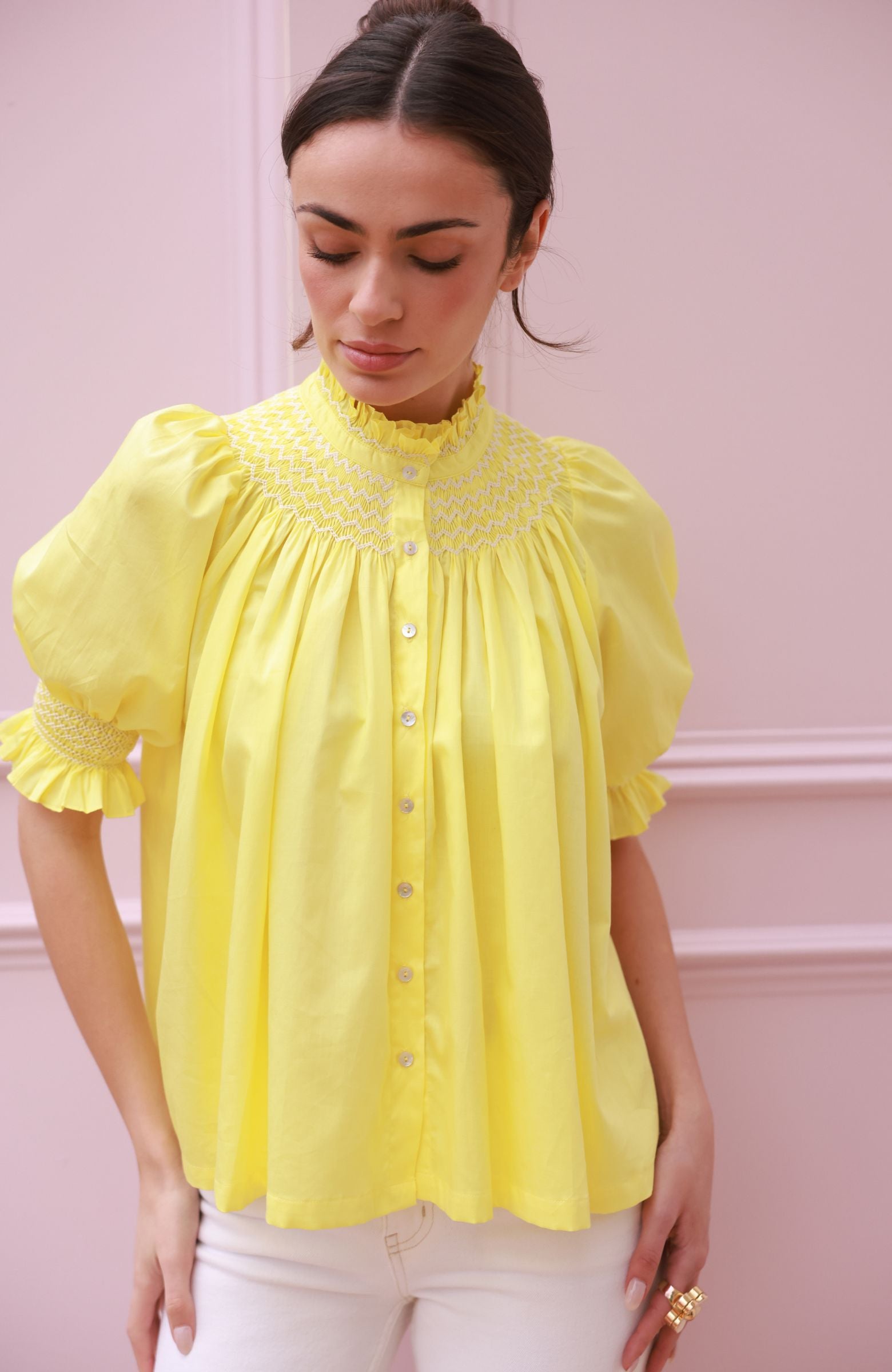 Scholl Summer Blouse Lemon Drop Lawn with Chalk Hand Smocking Edition 66