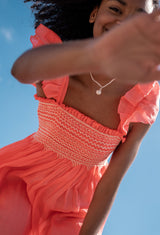 The Wallis Simpson Dress Coral Dreams Organdie with Chantilly Hand Smocking