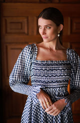 Trudy Ederle Dress Goodie-Two-Shoes Gingham with Blackberry Hand Smocking