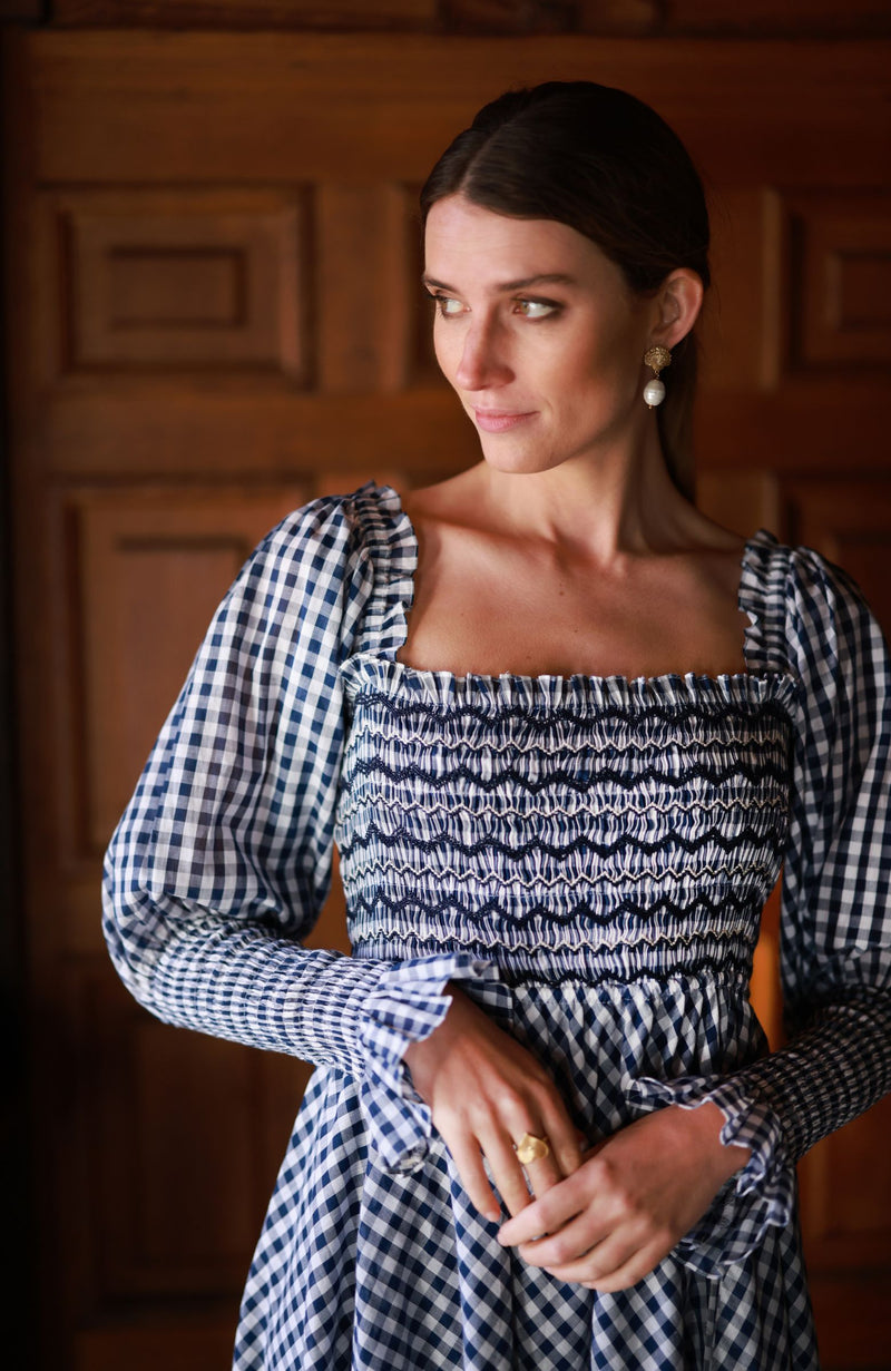 Trudy Ederle Dress Goodie-Two-Shoes Gingham with Blackberry Hand Smocking