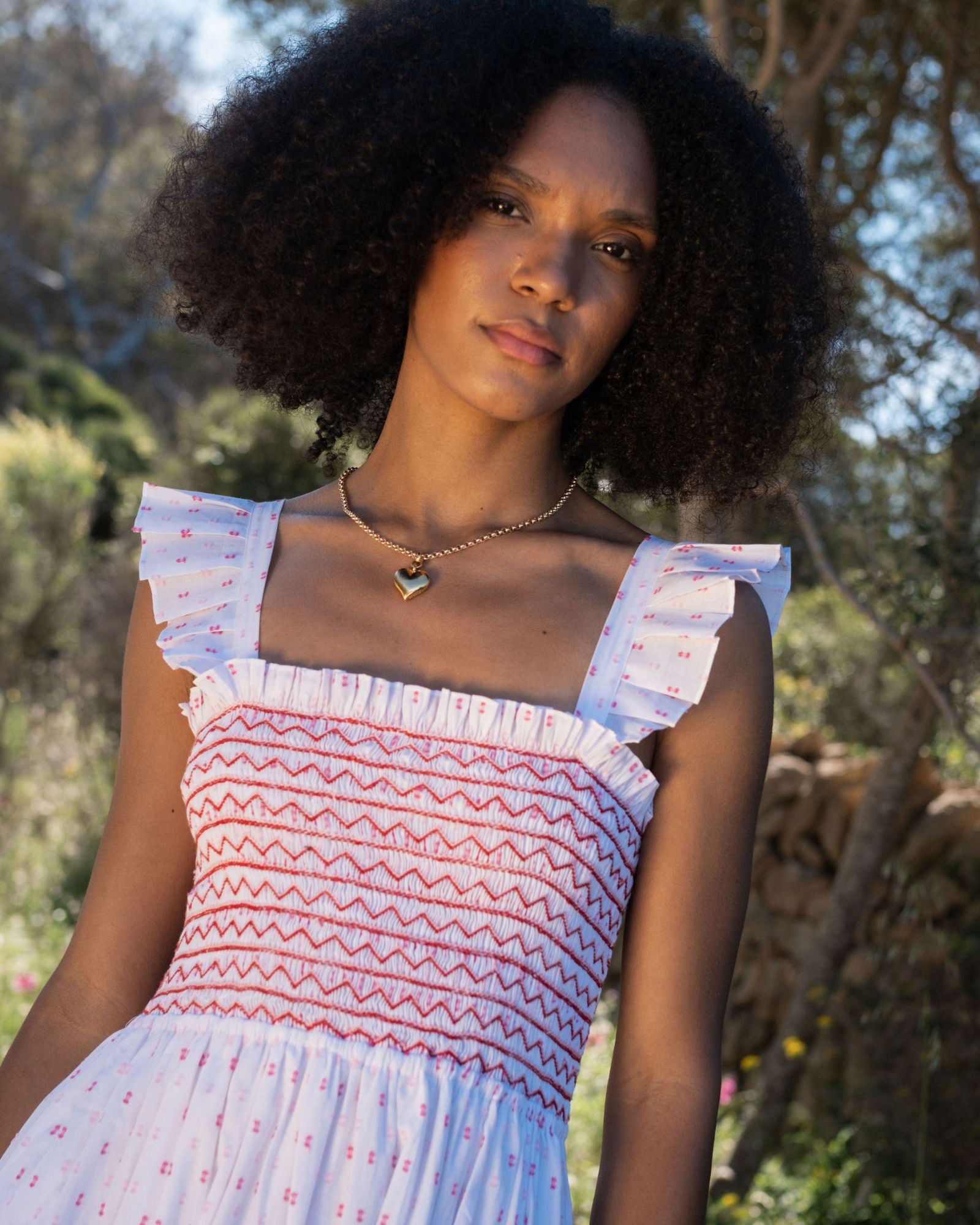Rachel Carson Dress Cherry Pop Plumetti with Big Love Hand Smocking