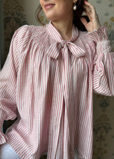 Burdett-Coutts Pussy Bow Blouse Cinnamon Stripe Cotton With Spiced Vanilla Smocking Edition 2