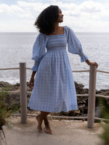 Josefine Butler Dress Seaside Check with Cherries Hand  Smocking