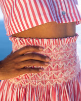 Gibson Top Tomato Stripe with Chalk Hand Smocking
