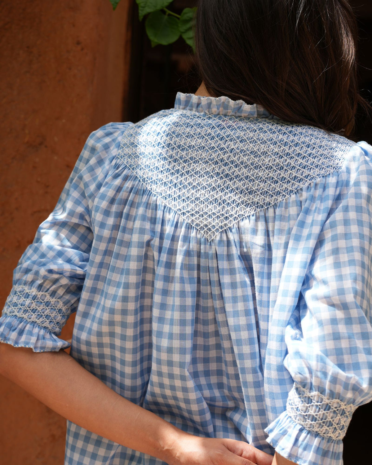 Rosa Parks Blouse Cornflower Gingham with Paper White Hand Smocking Edition 10