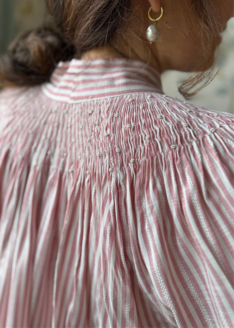 Burdett-Coutts Pussy Bow Blouse Cinnamon Stripe Cotton With Spiced Vanilla Smocking Edition 2