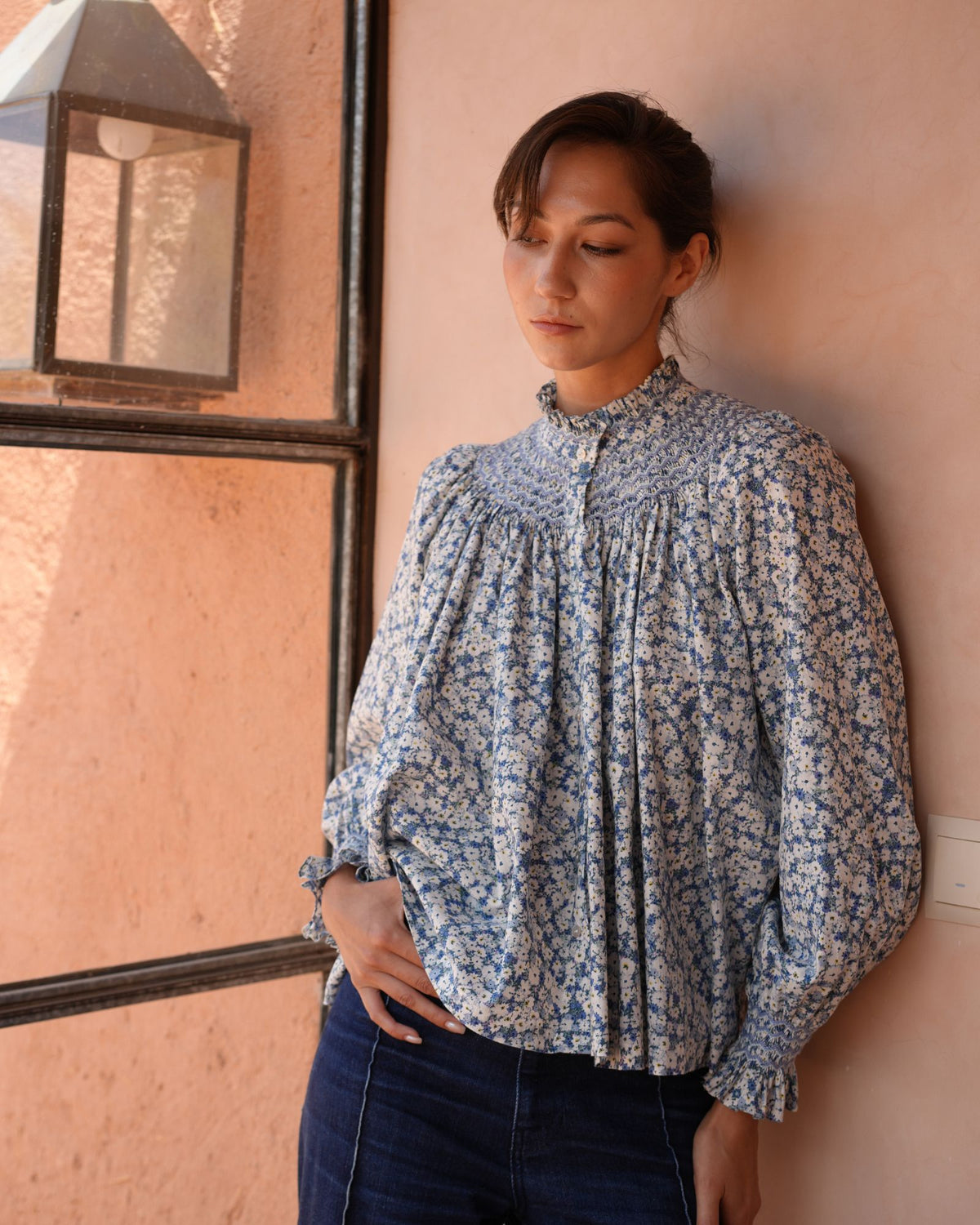 Scholl Blouse Midsummer Meadow with Cornflower Haze Hand Smocking Edition 69