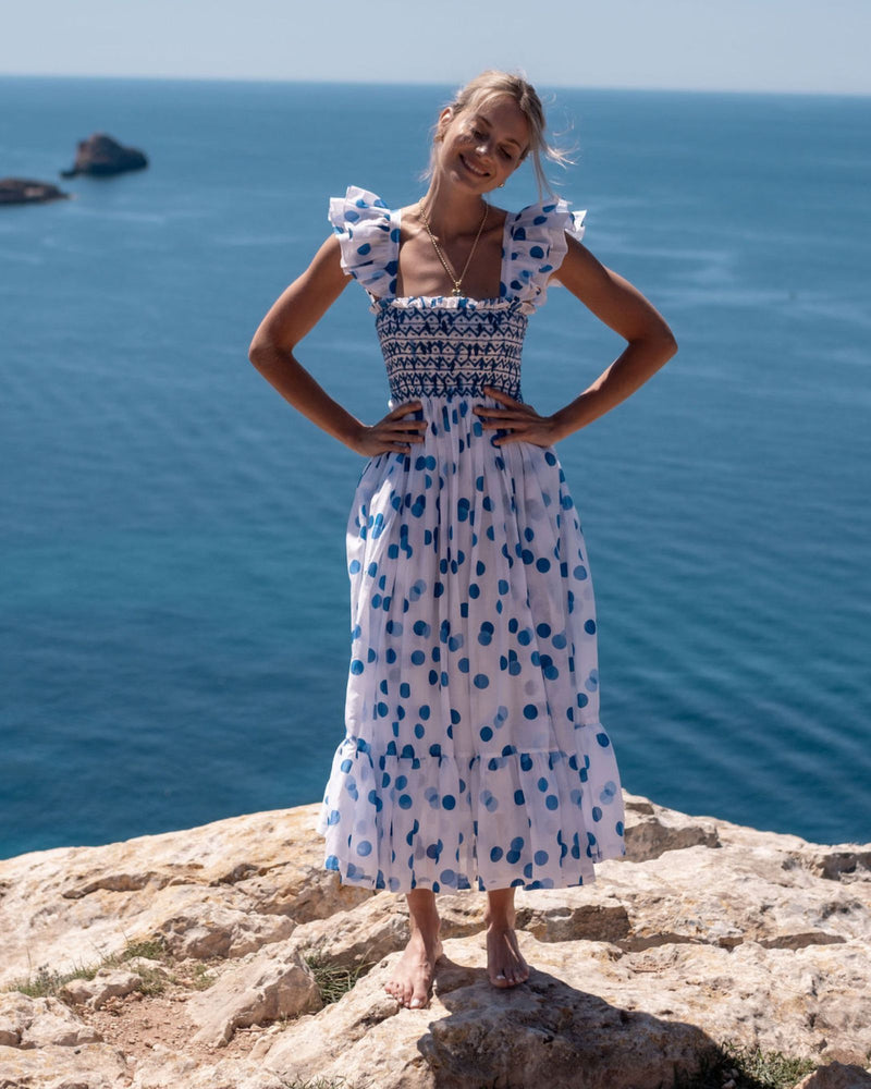 Rachel Carson Dress Big Blue Bubble with Lapiz Lazuli Hand Smocking