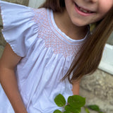 Rosalind Franklin Pyjamas Moonstone Cotton with Seashell Lattice Hand Smocking