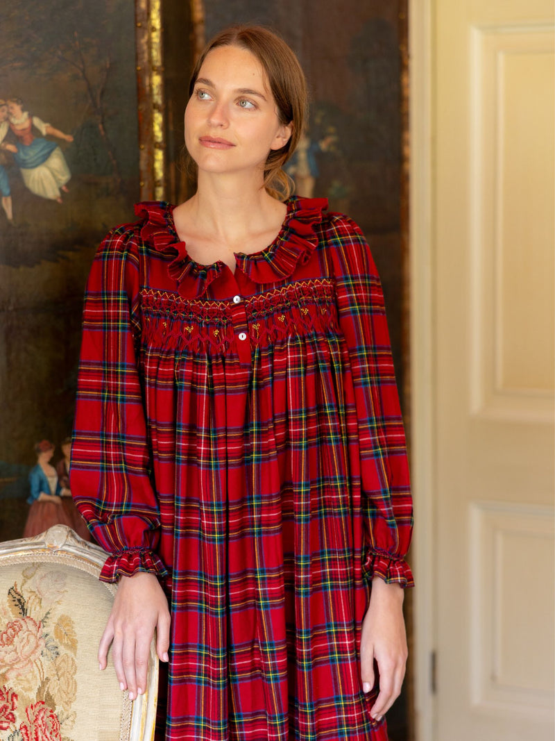 Nightingale Women's Dress Highland Tartan with Hearts of Gold Hand Smocking