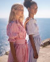 Grace Darling Dress Marine Stripe with Milk Hand Smocking