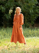 Colette Women's Dress Butterscotch Needlecord with Full Moon Hand Smocking