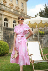 Colette Dress Raspberry Ripple Stripe with Sugar Babes Hand Smocking
