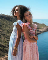 Octavia Hill Dress Blue Ribbons with Summer Skies Hand Smocking