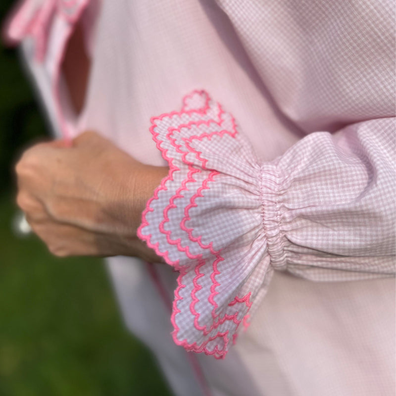 Bronte Blouse Its a Girl Check with Barbilicious Embroidery