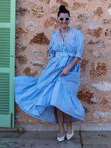 Wu Zetian Dress Brighton Stripe with Light Me Up Hand Smocking