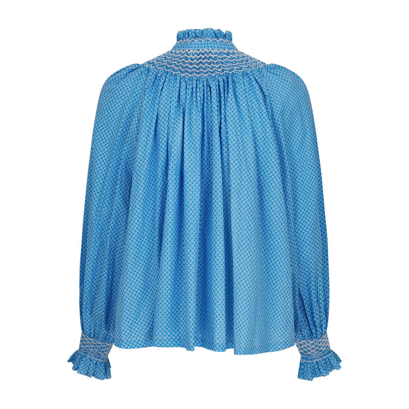 Pom x Smock London Scholl Blouse Paperwhite Ditsy with Snowdrop Hand Smocking Edition 61