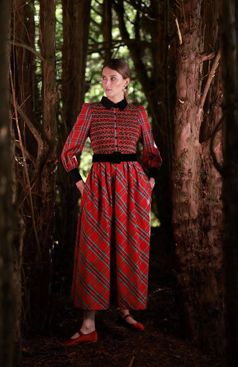 Victoria Woodhull Women's Dress Royal Stewart with with Nutcracker Hand Smocking