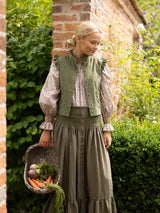 C J Walker Waistcoat Moss Needlecord with Through the Branches Hand Smocking Edition 3