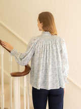 Scholl Blouse Flower Field Linen with Aqua Kiss Hand Smocking Edition 48