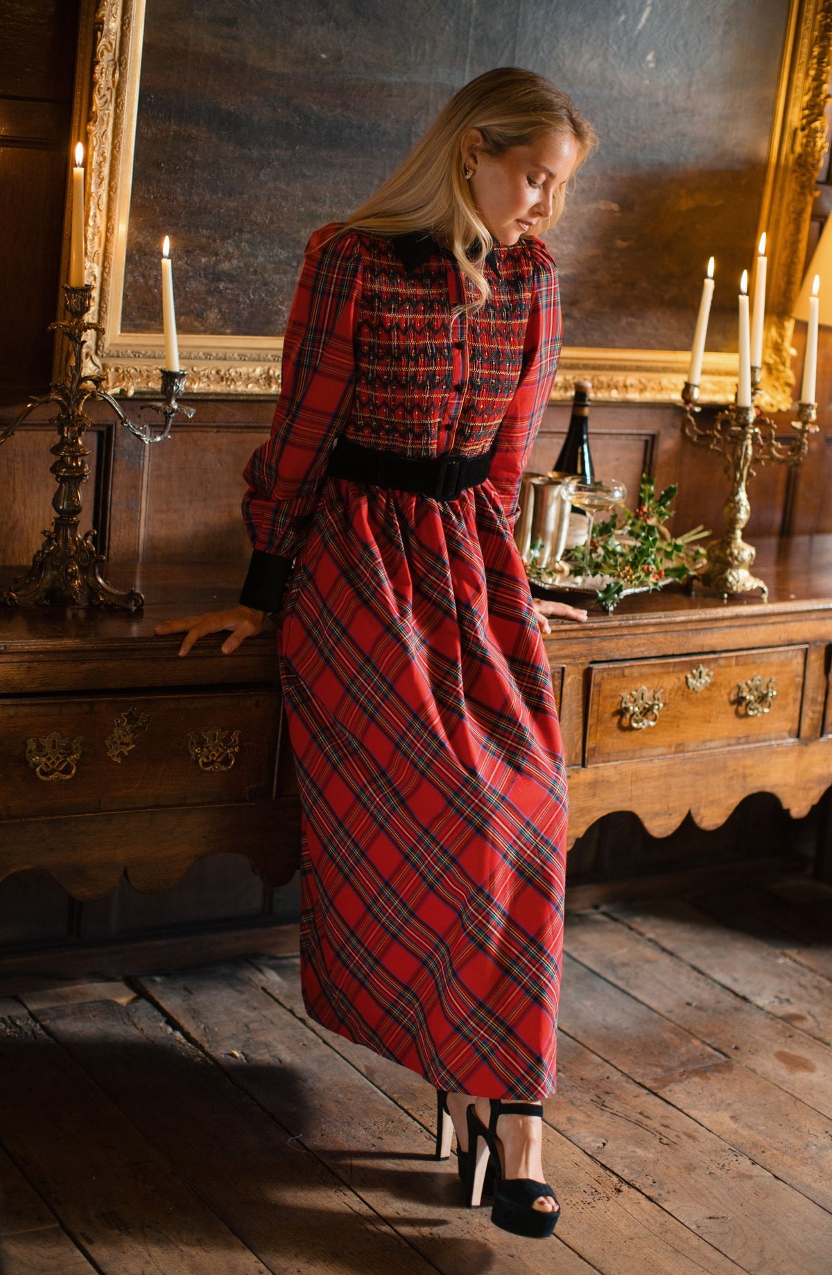 Victoria Woodhull Women's Dress Royal Stewart with with Nutcracker Hand Smocking