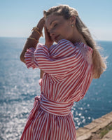 Grace Darling Dress Venetian Stripe with Latte Hand Smocking