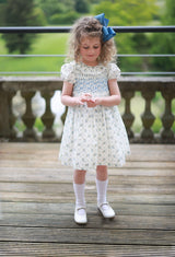 Katherine Johnson Dress Brunnera Blooms with Forget Me Not Hand Smocking