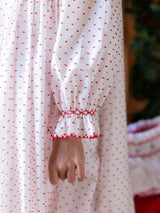 Nightingale Girl's Dress Red Berry Plumetti with Stacked Waves Hand Smocking