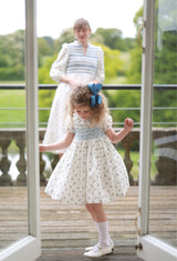 Katherine Johnson Dress Brunnera Blooms with Forget Me Not Hand Smocking