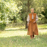 Sullivan Women's Skirt Butterscotch Needlecord with Spiced Vanilla Hand Smocking