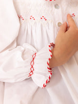 Nightingale Girls Dress Moonstone with Candy Cane Hand Smocking