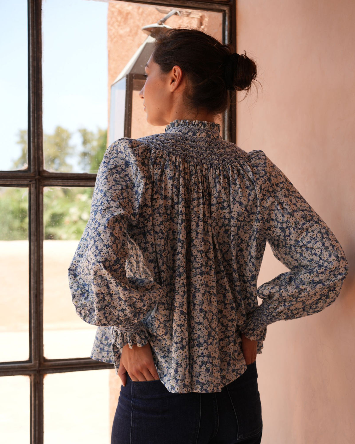 Scholl Blouse Midsummer Meadow with Cornflower Haze Hand Smocking Edition 69