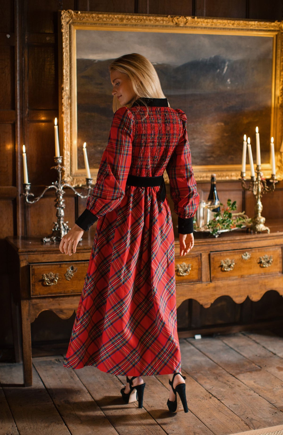 Victoria Woodhull Women's Dress Royal Stewart with with Nutcracker Hand Smocking