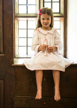 Nightingale Girls Dress Moonstone with Candy Cane Hand Smocking