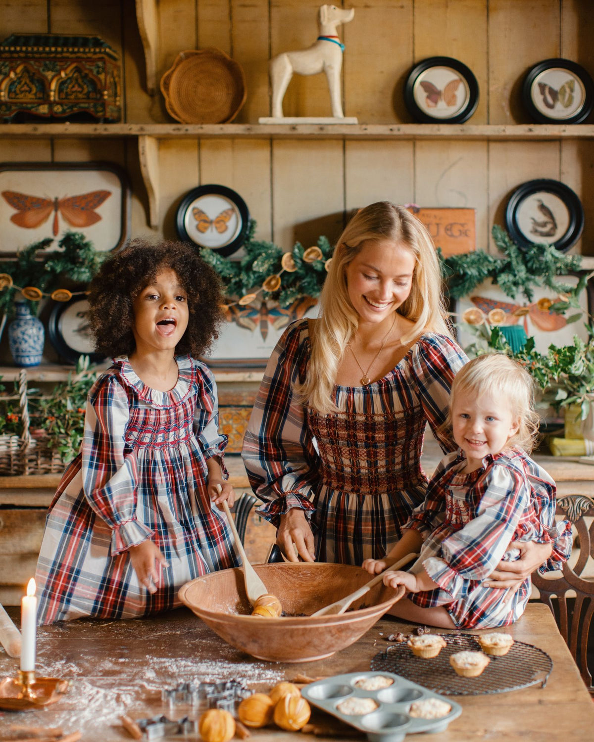 Katherine Johnson Dress Britannia Tartan with Winter Berry Hand Smocking