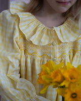 Nightingale Girl's Dress Primrose Gingham with Daffodil Hand Smocking