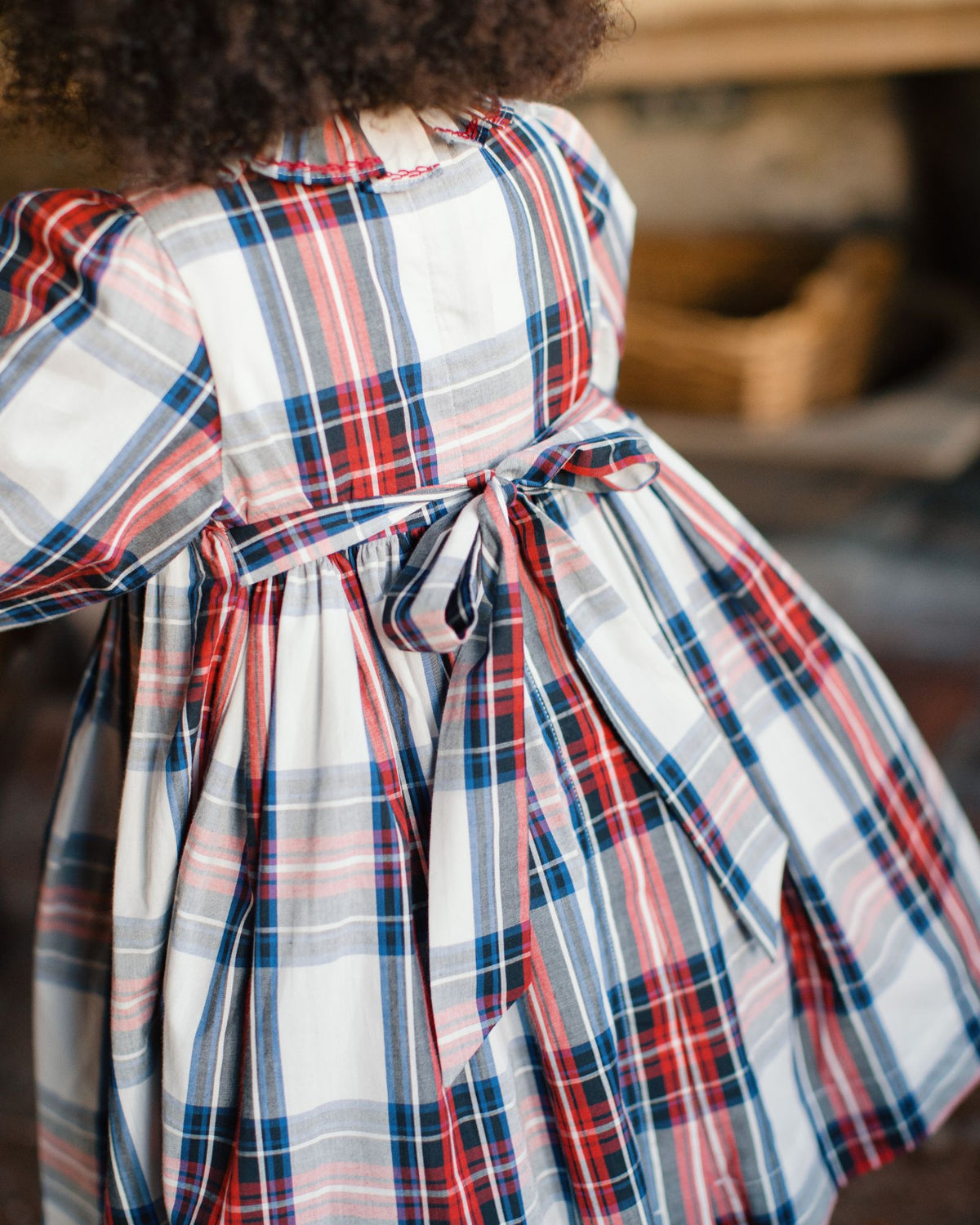 Katherine Johnson Dress Britannia Tartan with Winter Berry Hand Smocking