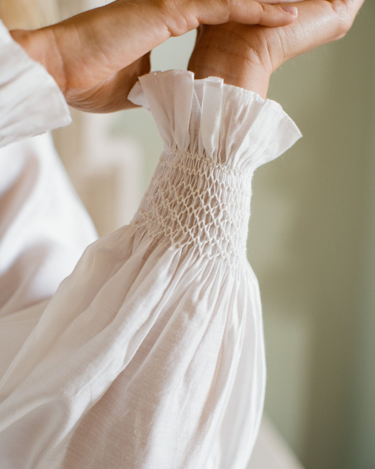 Scholl Blouse Opalite Silk Cotton with Pearl Hand Smocking Edition 71