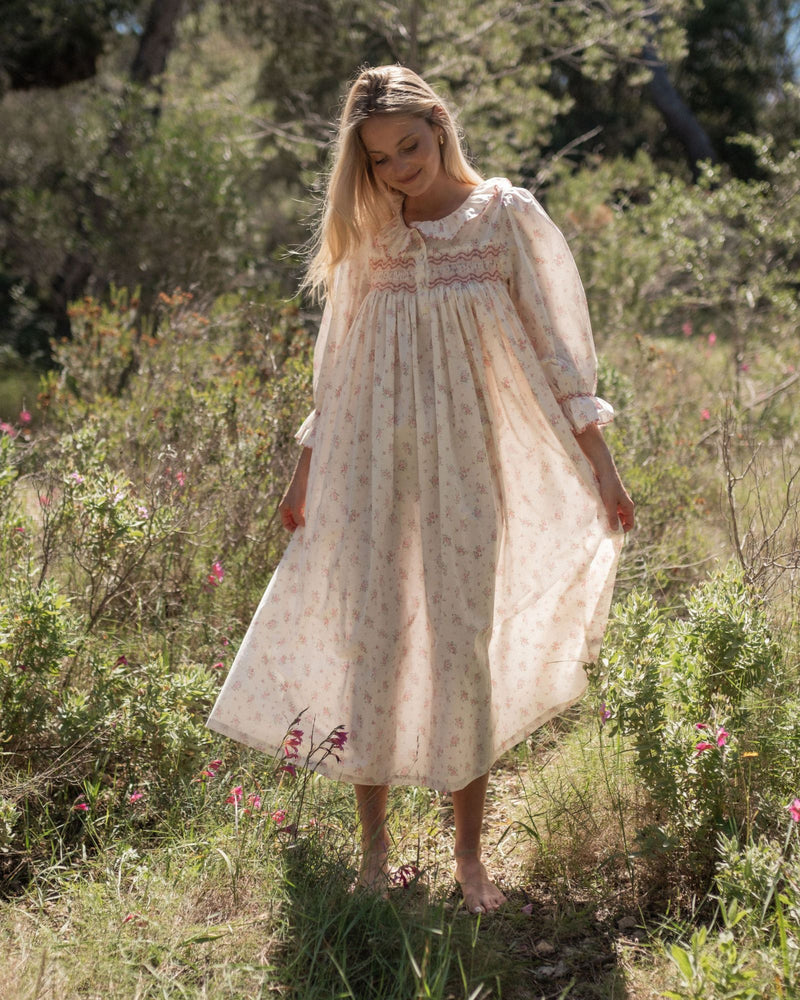 Nightingale Women's Dress Rosebud Chintz with Peony Hand Smocking