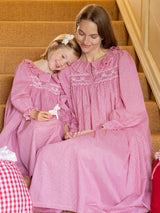 Nightingale Women's Dress Red Vichy with Snow Bow Hand Smocking