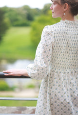 Emmeline Pankhurst Dress Brunnera Blooms with Forget Me Not Hand Smocking