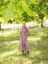 Colette Dress Mulled Wine Gingham Brushed Cotton with Spiced Cinnamon Hand Smocking