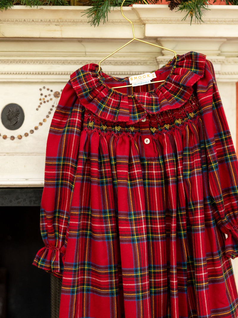 Nightingale Girl's Dress Highland Tartan with Hearts of Gold Hand Smocking
