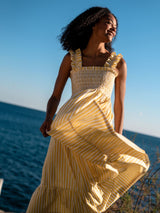 Rachel Carson Dress Banana Smoothie Stripe with Cream and Sprinkles Hand Smocking