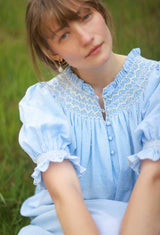 Grace Darling  Dress Lemon Drop Spot with Lemon Soda Hand Smocking