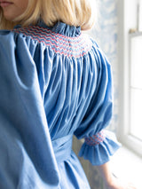 Ada Lovelace Dress Chambray with Berries and Cream Hand Smocking
