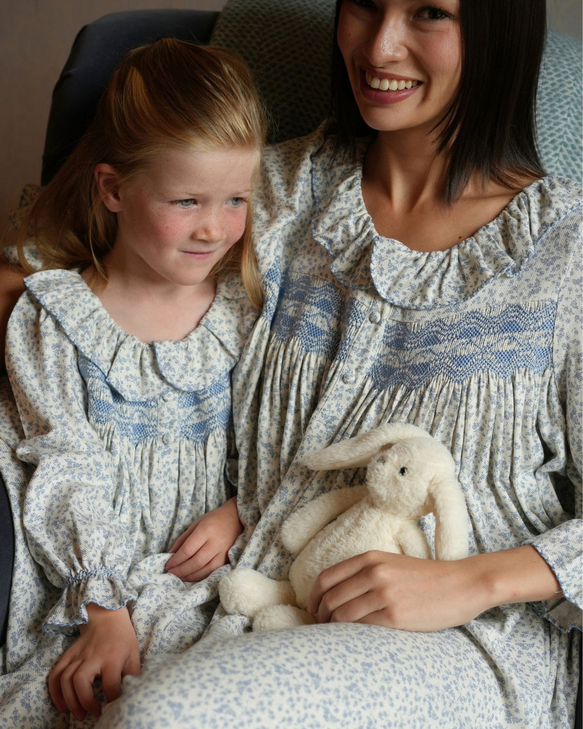Women's Nightingale Dress Cornflower Ditsy with Bluebell Hand Smocking