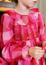 Katherine Johnson Dress Great Gingham with Crimson Bows Hand Smocking